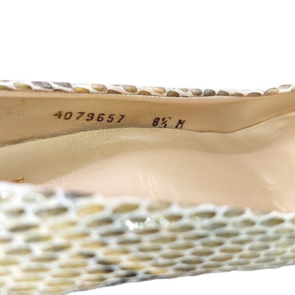 Stuart Weitzman Snake Print Peep-Toe Heels 8.5 Leather Pumps Classy & Chic - Picture 3 of 9